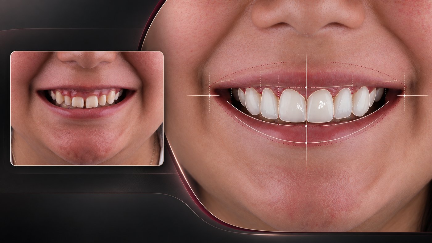 Caso real Dental Advance: diseño de sonrisa, antes y después con análisis de proporciones dentales