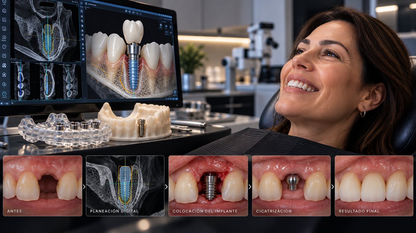 Implante dental en Tlalpan: planeación digital, colocación del implante y resultado final